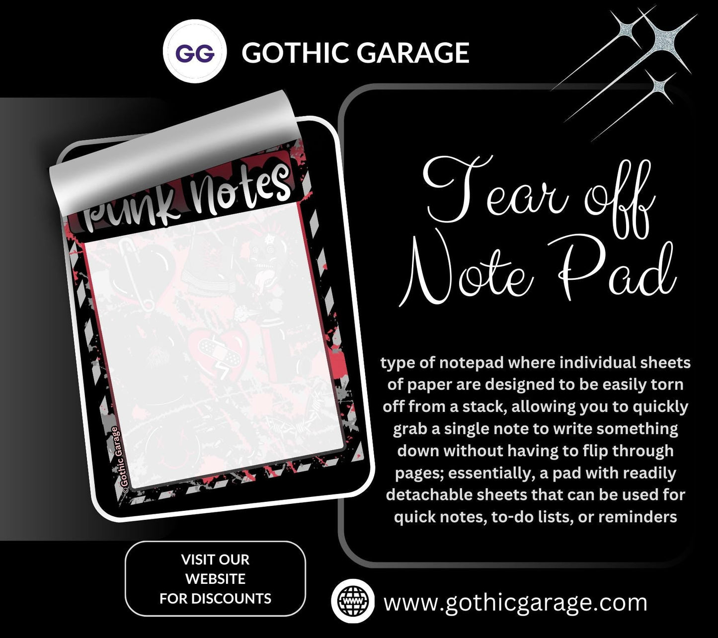 Punk Notes Notepad: Grunge Alt Stationery for Rebels - 50 Tear-Off Sheets