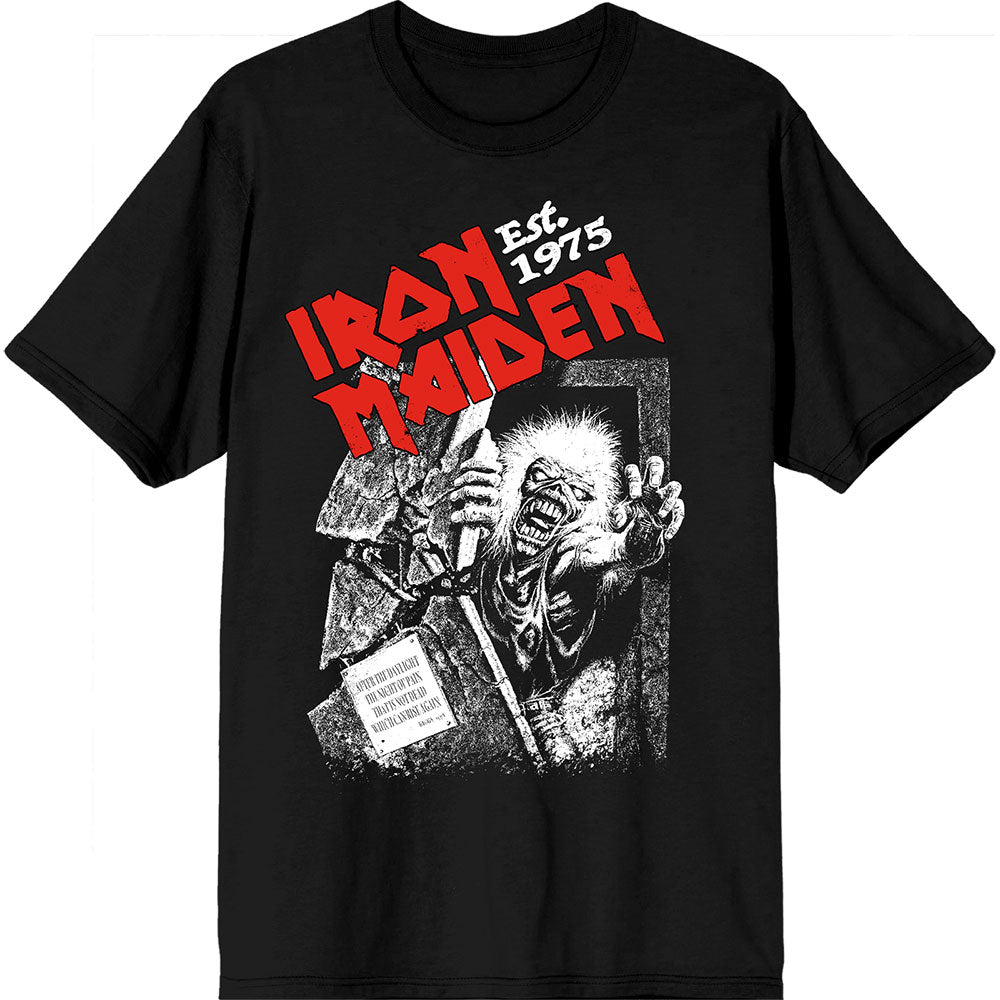 Iron Maiden Est. 1975 No Prayer Grave Red Logo Black