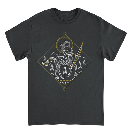 Harry Potter Minimalist Centaur Outline Black T-Shirt