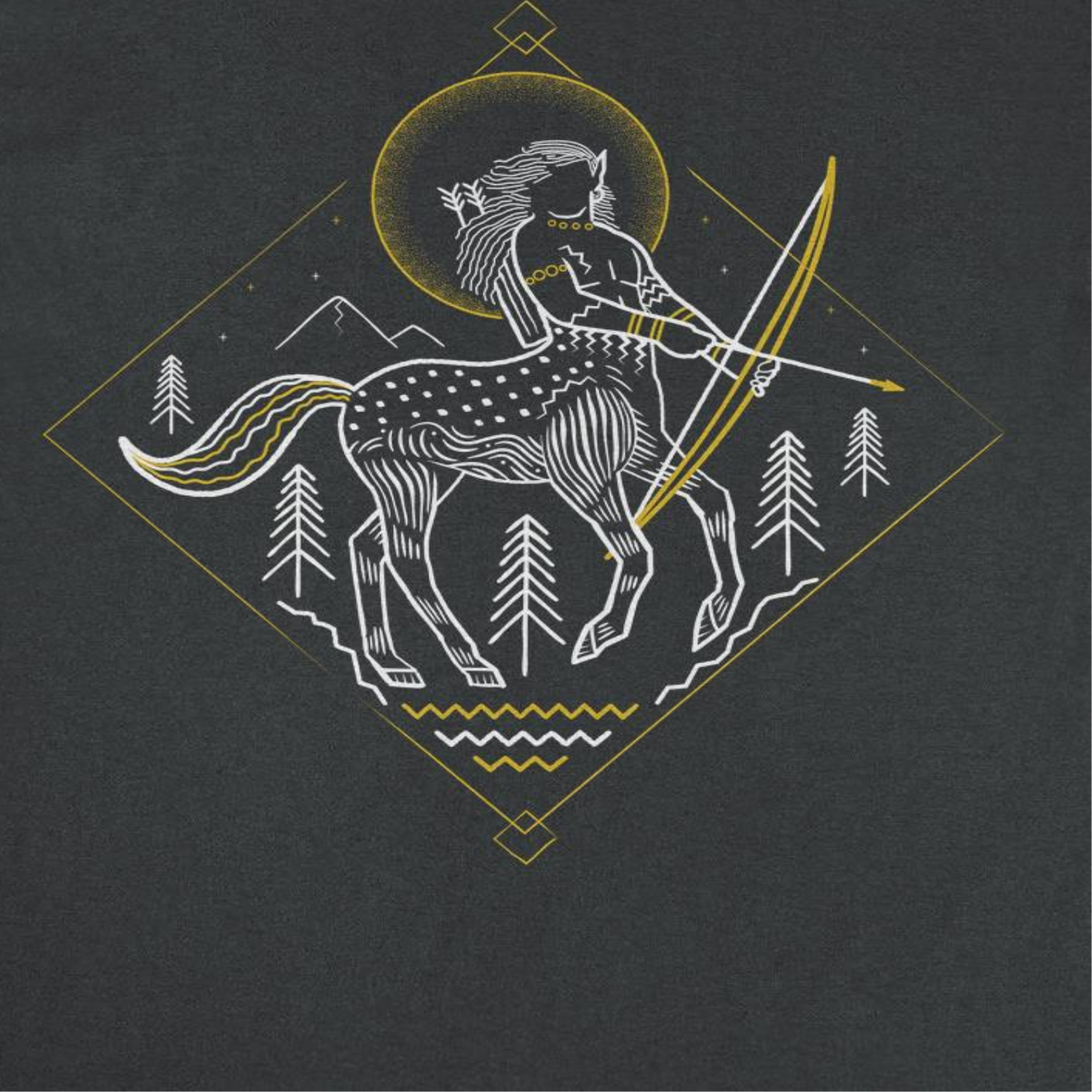 Harry Potter Minimalist Centaur Outline Black T-Shirt