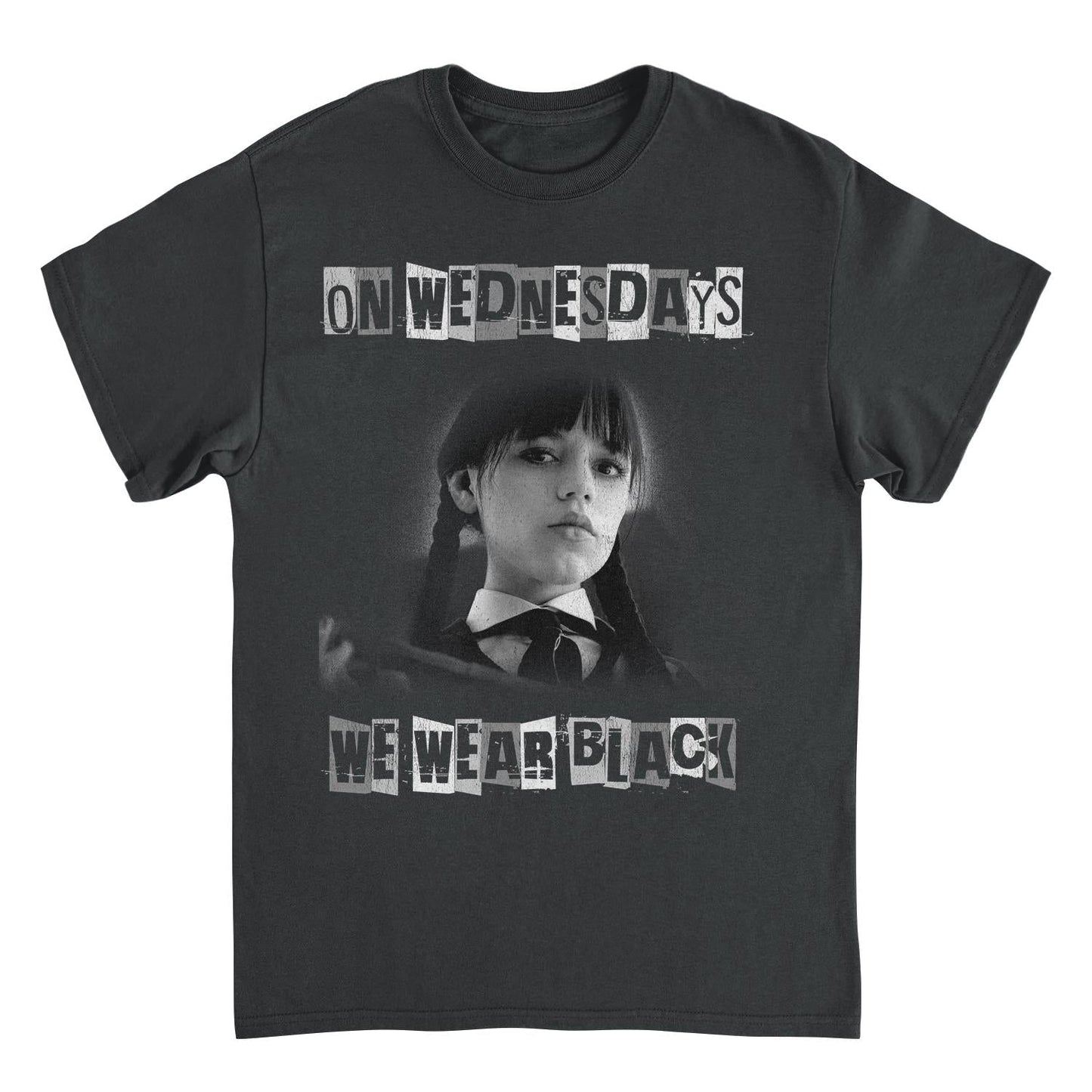 Wednesday Wear Black Distress Black T-Shirt