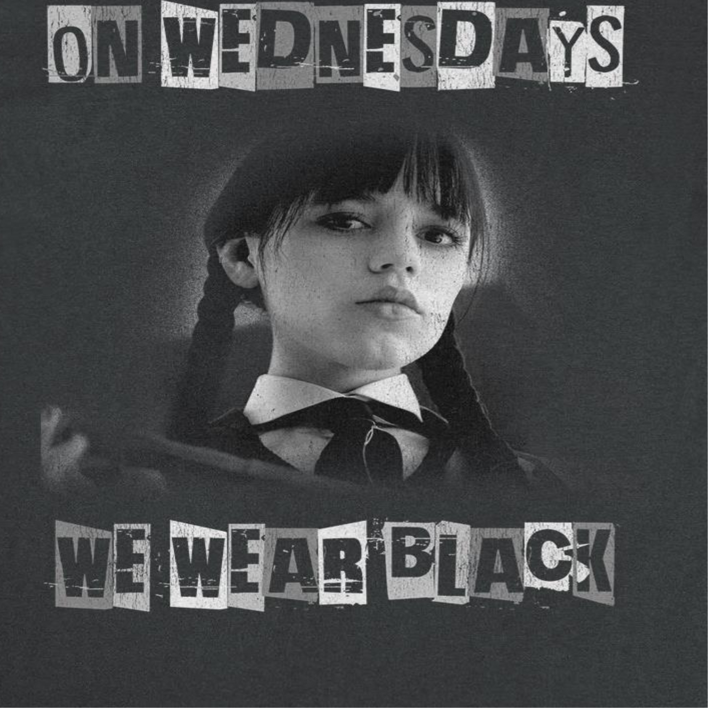 Wednesday Wear Black Distress Black T-Shirt