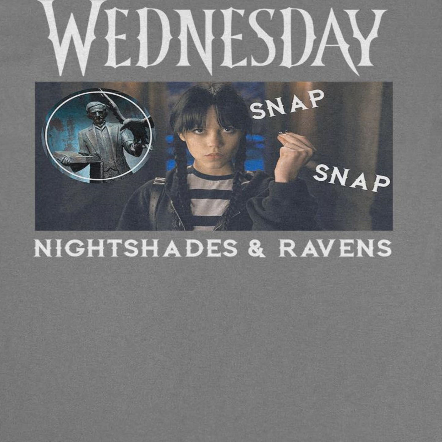 Wednesday Snap Snap Charcoal T-Shirt