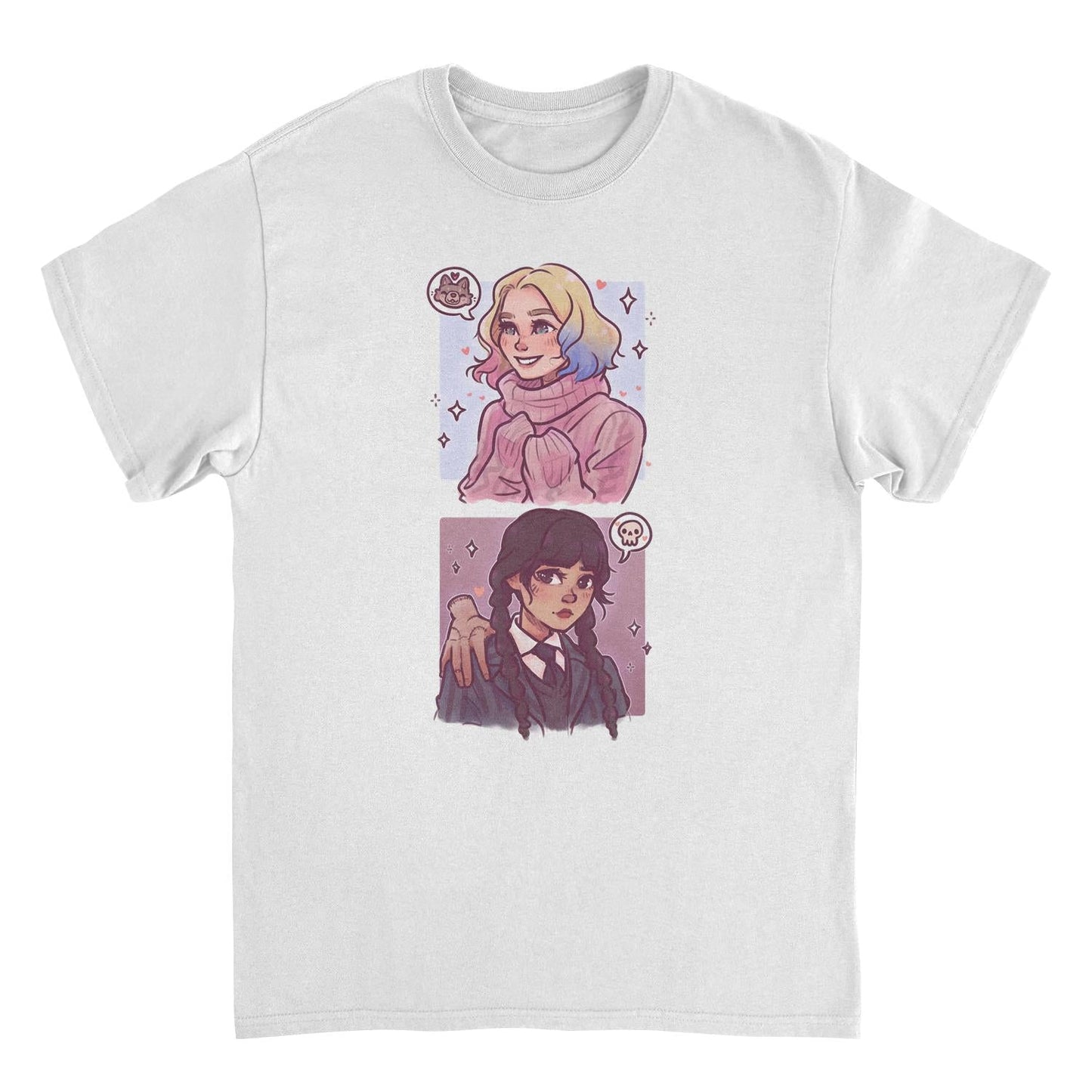 Wednesday Ghouls Stacked White T-Shirt