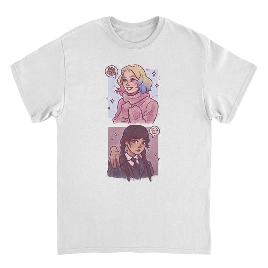 Wednesday Ghouls Stacked White T-Shirt