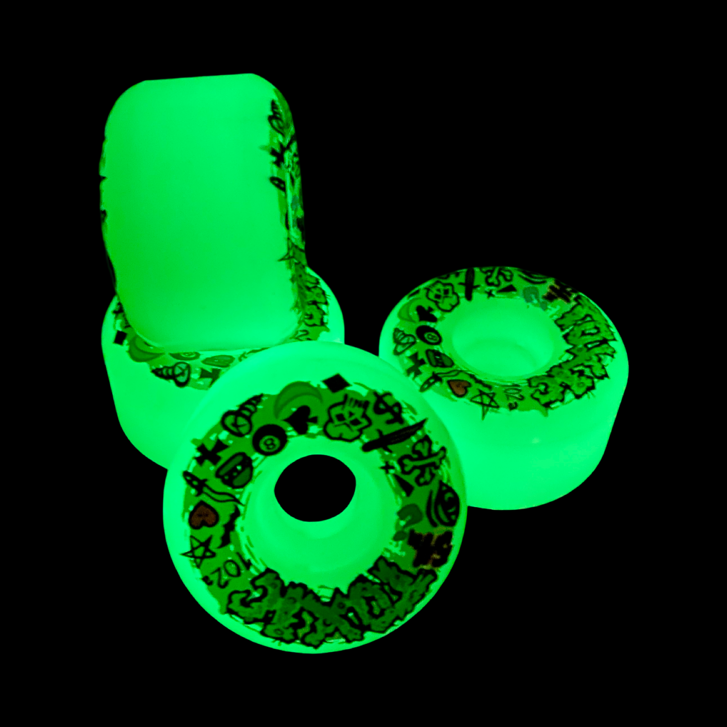 Toxic Team VERY HARD, GLOW-IN-THE DARK (NEON GREEN) Wheels 54mm/102a