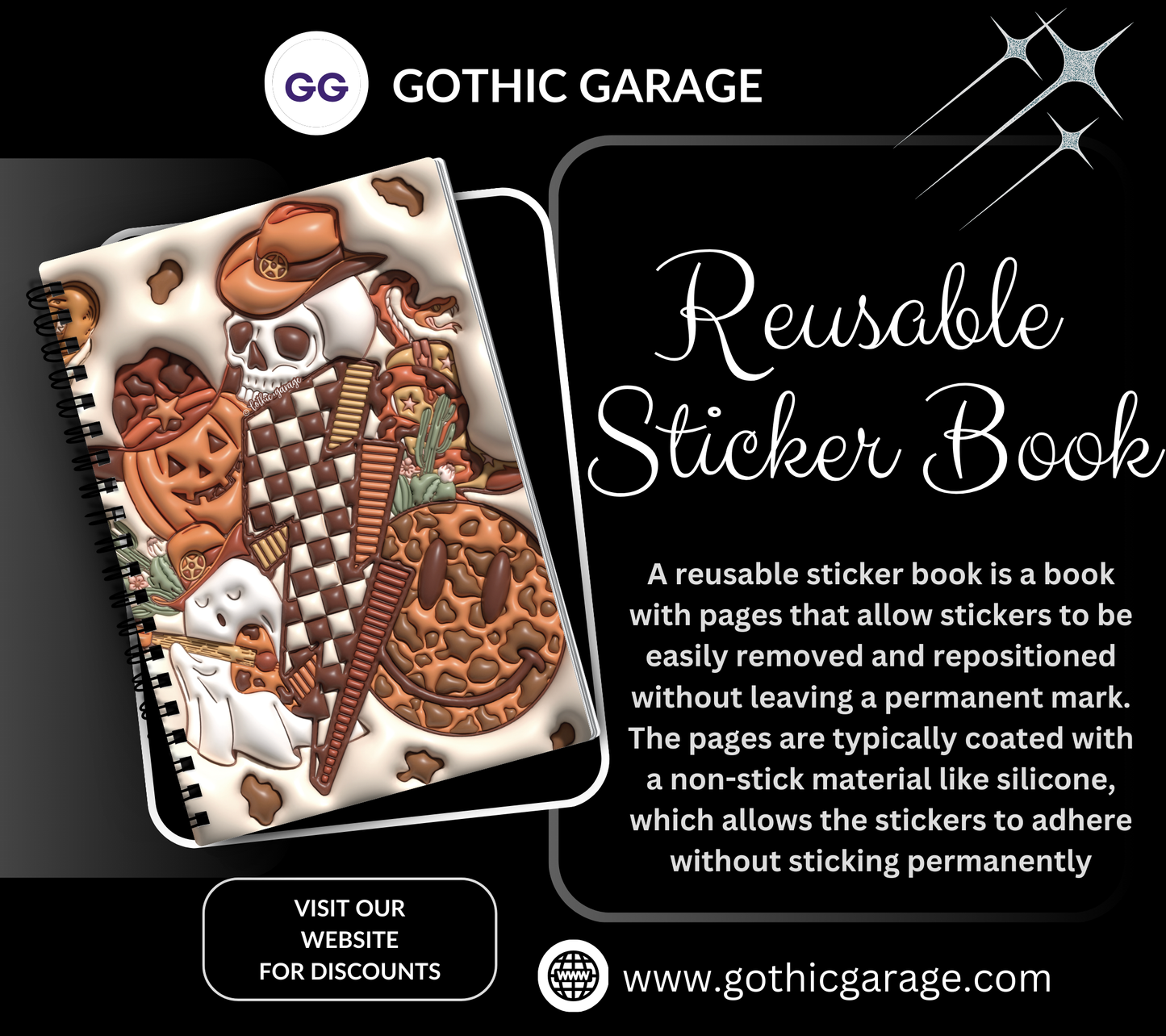 Happy Fall Country Collage Reusable Sticker Book, Spooky Vibe Sticker Album, Perfect Gift to Personalize for Sticker Collectors