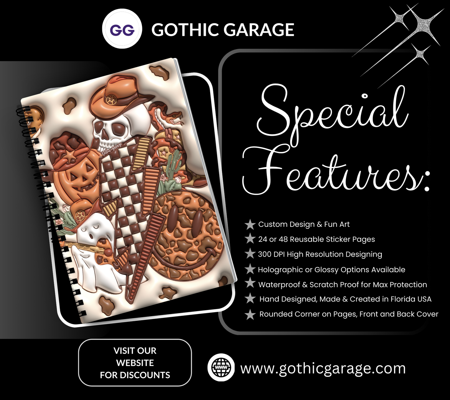 Happy Fall Country Collage Reusable Sticker Book, Spooky Vibe Sticker Album, Perfect Gift to Personalize for Sticker Collectors