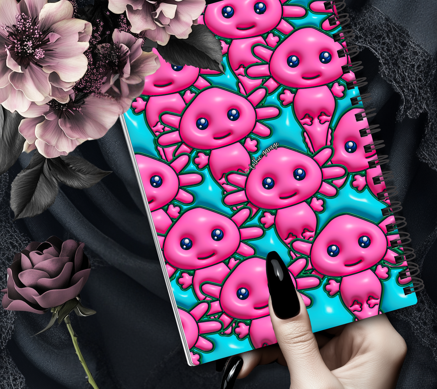 Pink Axolotl Reusable Sticker Book, Modern Designed Album, Kid and Adult Friendly For Organizing Stickers