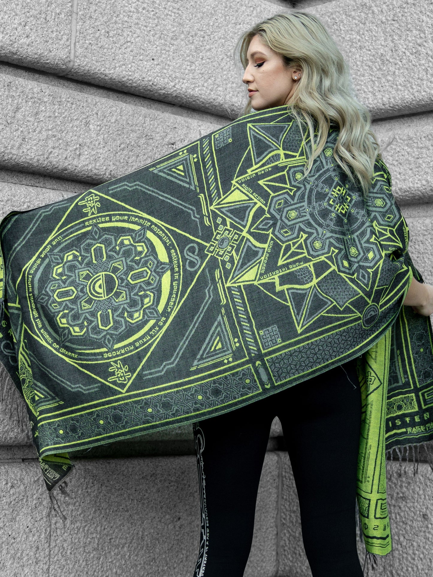 DHARMA V2 • Grey/Neon Yellow Festival Shawl
