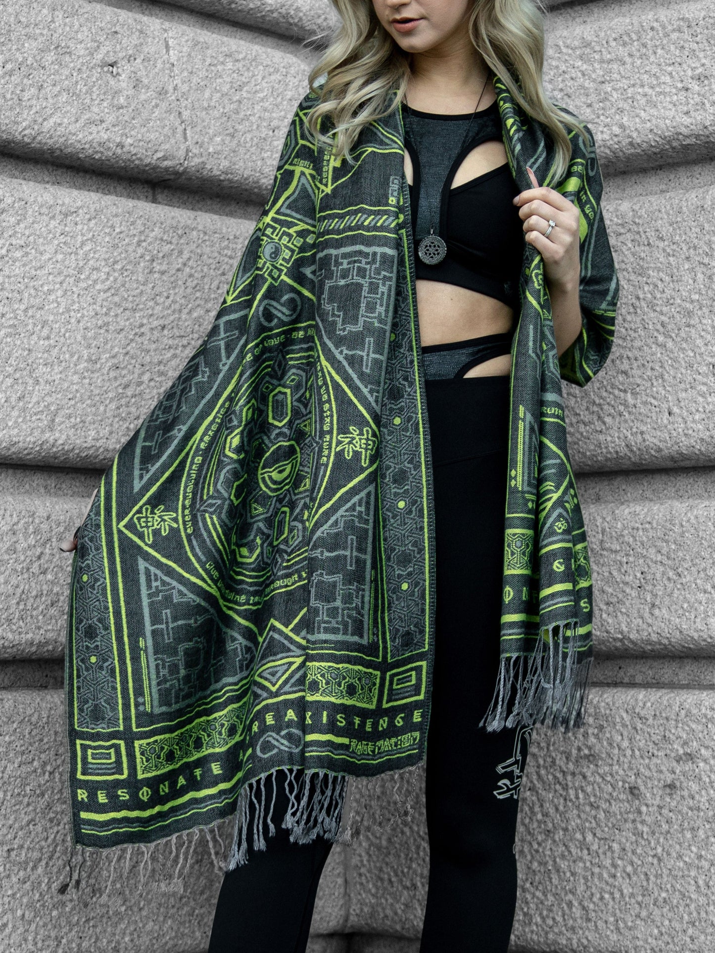 DHARMA V2 • Grey/Neon Yellow Festival Shawl