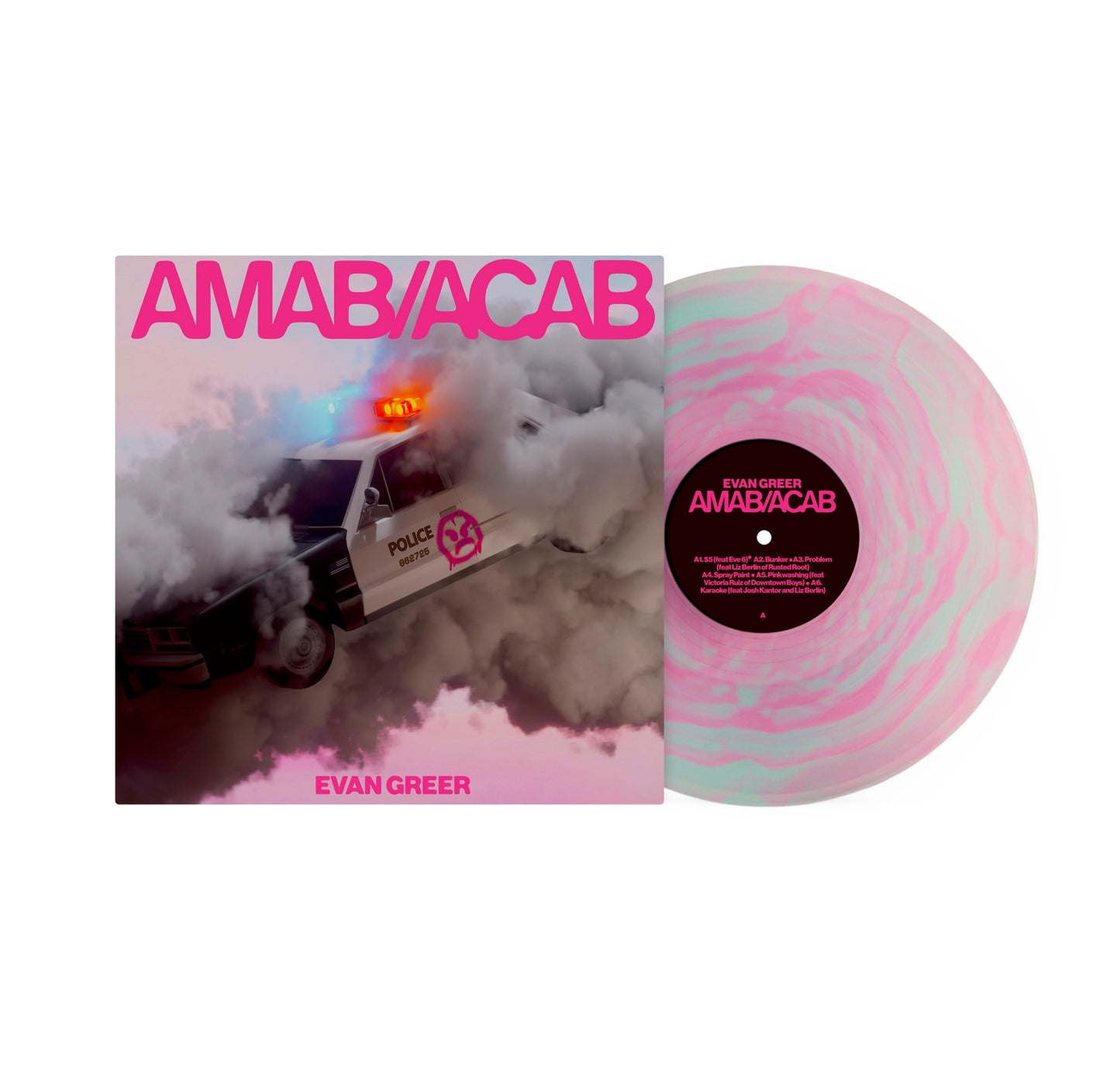 Evan Greer - 'AMAB/ACAB' (Pink Swirl Vinyl)