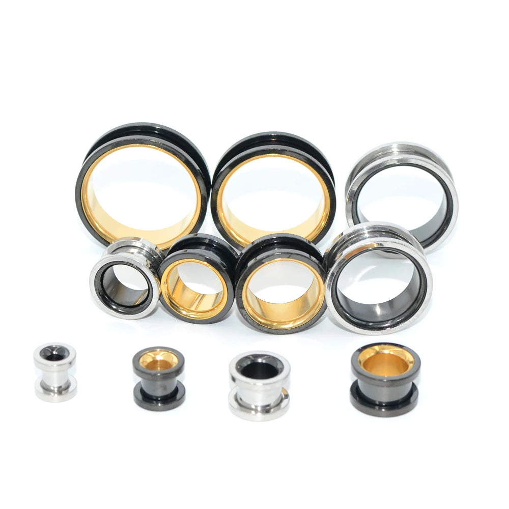 ONE PAIR DOUBLE FLARE STAINLESS STEEL PLUGS