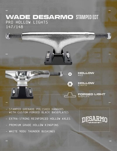 Thunder DESARMO 148 HOLLOW Lights 8.25” Trucks (sold in singles)
