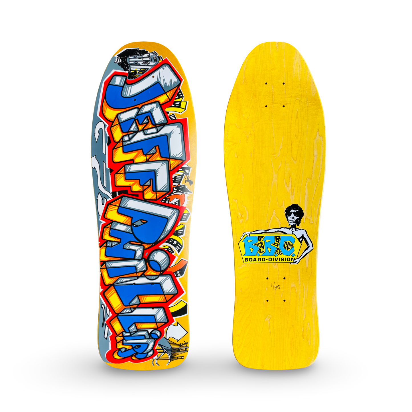 Jeff Phillips GRAFFITI Limited Edition, Yellow HAND PAINTED BBC Deck (1 of 35)