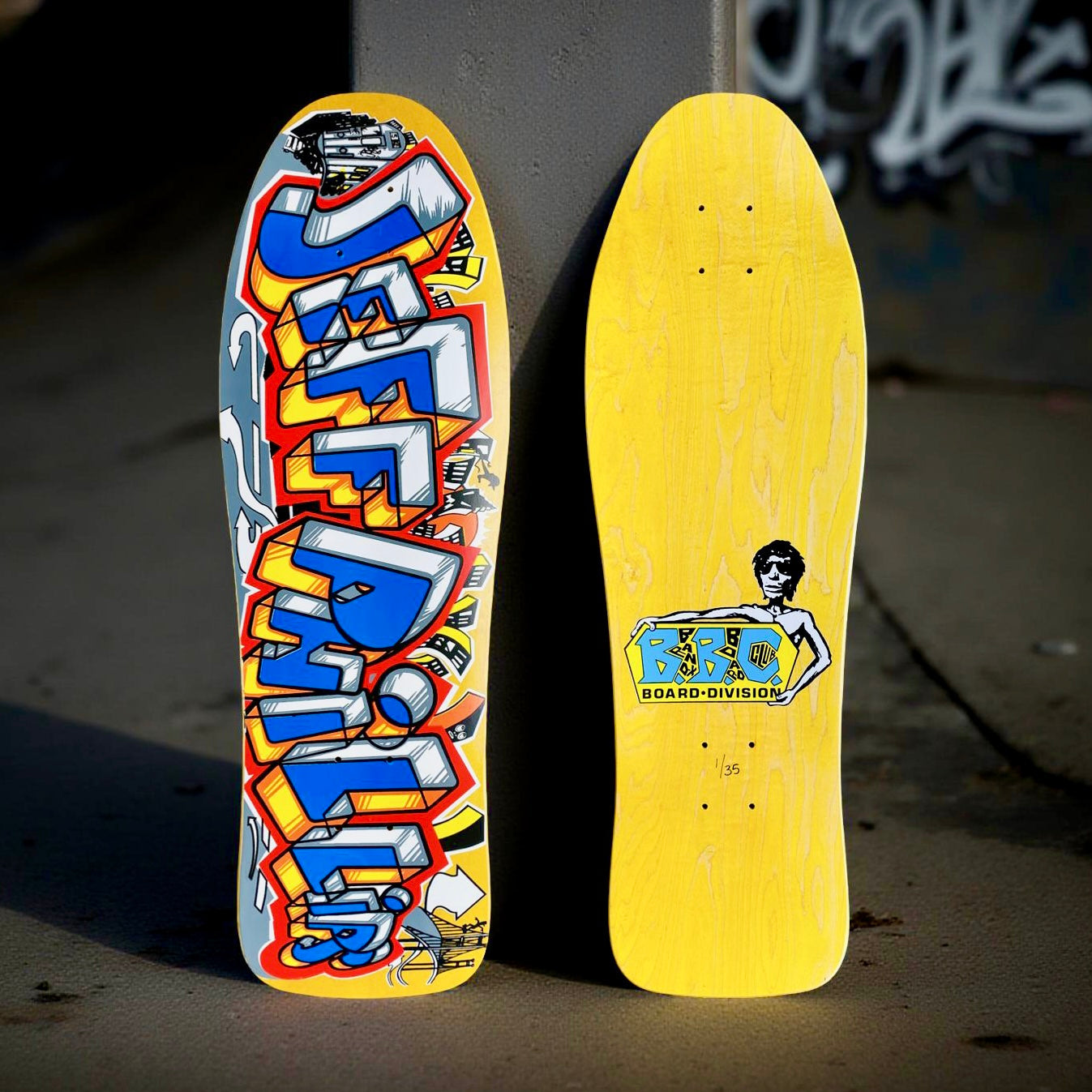 Jeff Phillips GRAFFITI Limited Edition, Yellow HAND PAINTED BBC Deck (1 of 35)