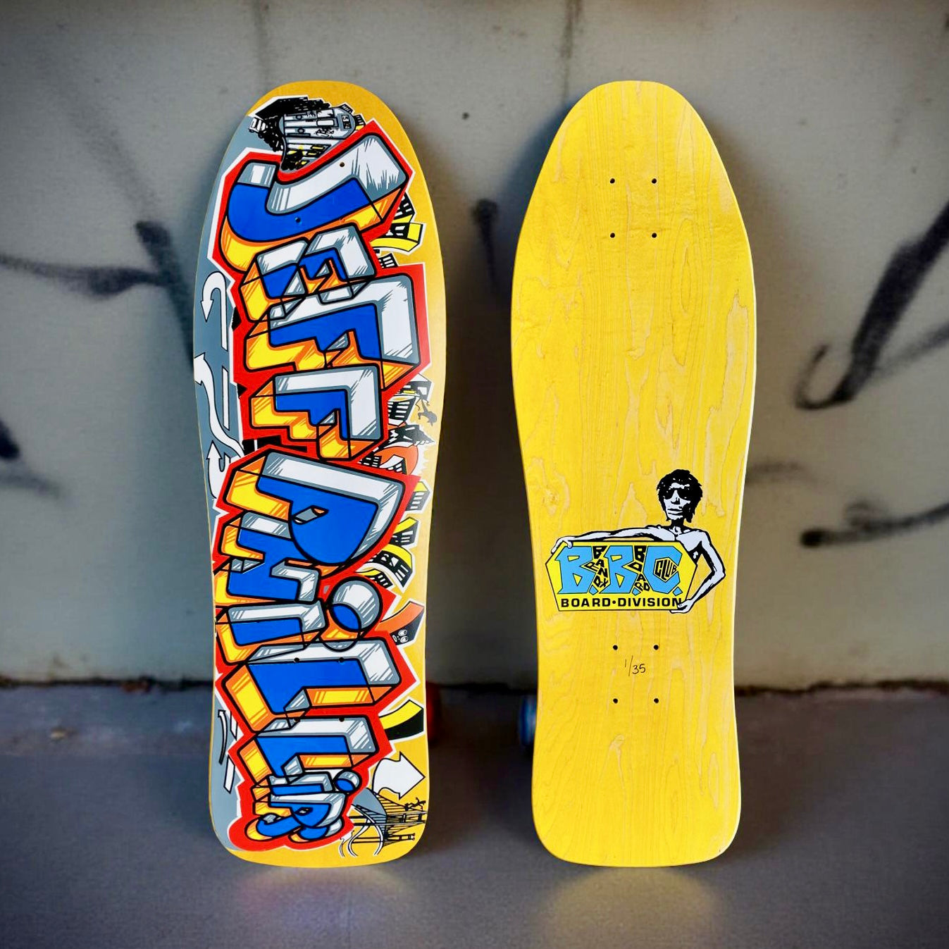 Jeff Phillips GRAFFITI Limited Edition, Yellow HAND PAINTED BBC Deck (1 of 35)