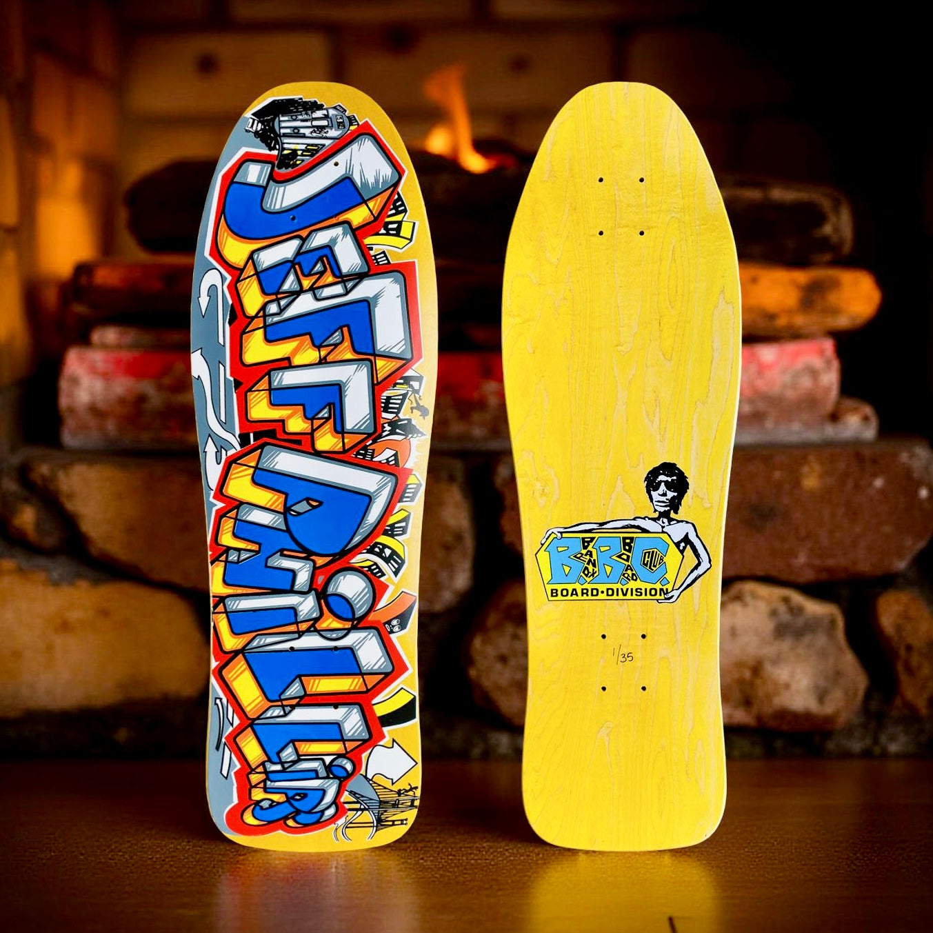 Jeff Phillips GRAFFITI Limited Edition, Yellow HAND PAINTED BBC Deck (1 of 35)