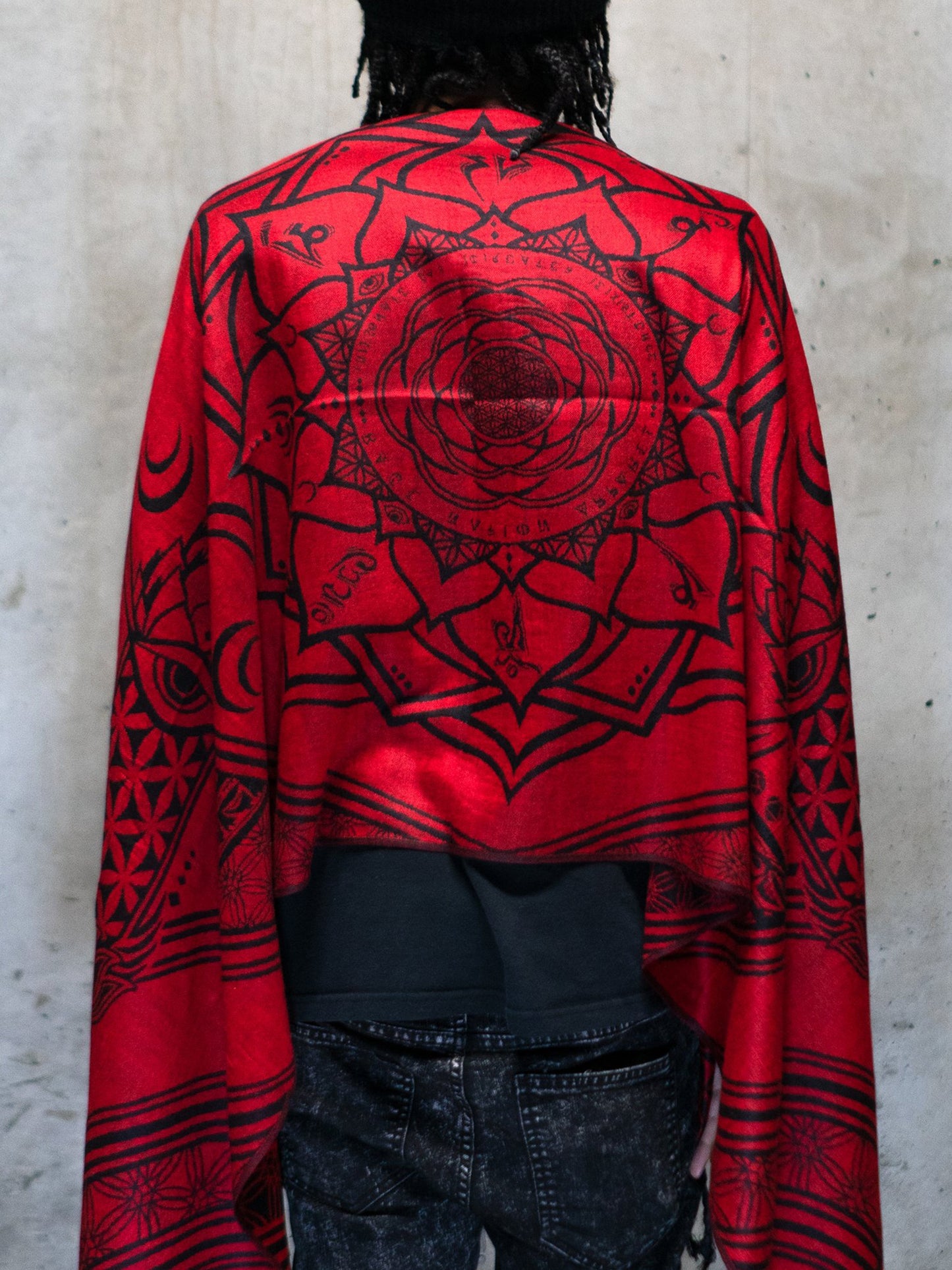 MANTRA • CRIMSON • Reversible Festival Shawl/Scarf