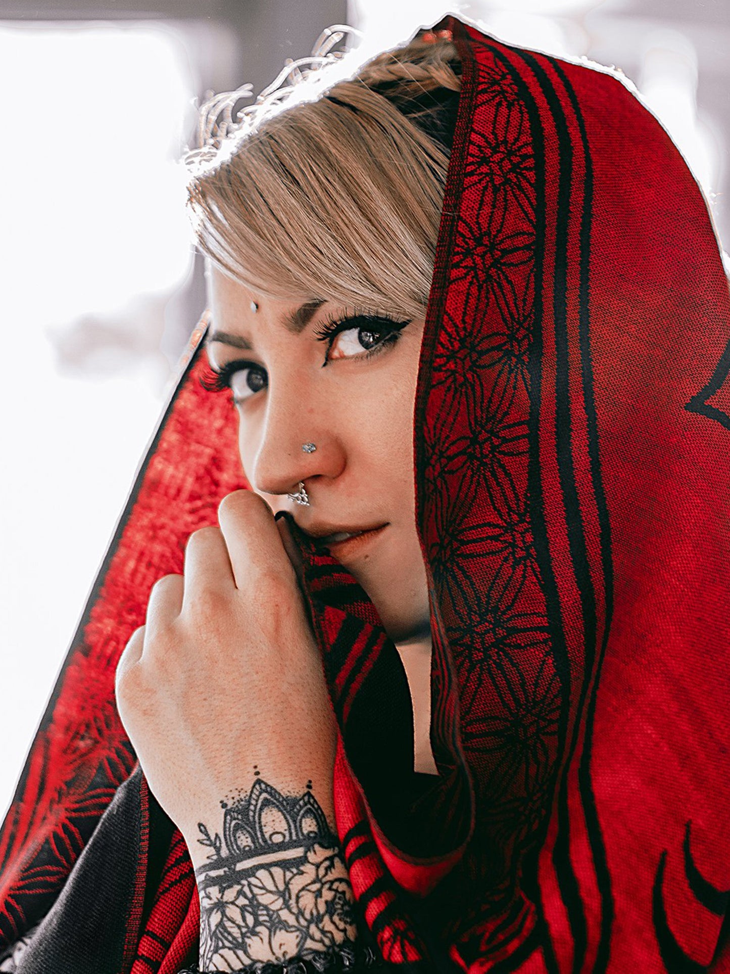 MANTRA • CRIMSON • Reversible Festival Shawl/Scarf