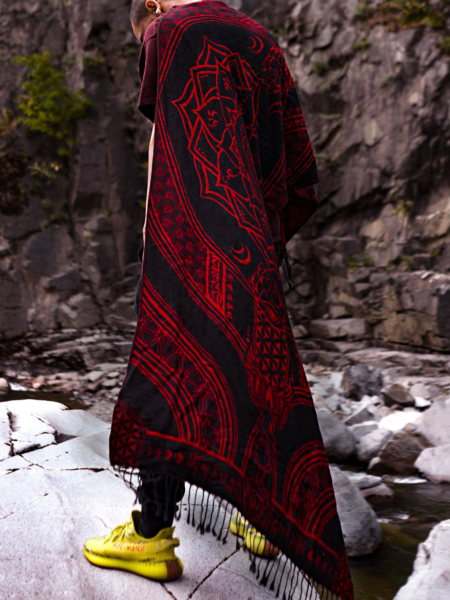 MANTRA • CRIMSON • Reversible Festival Shawl/Scarf