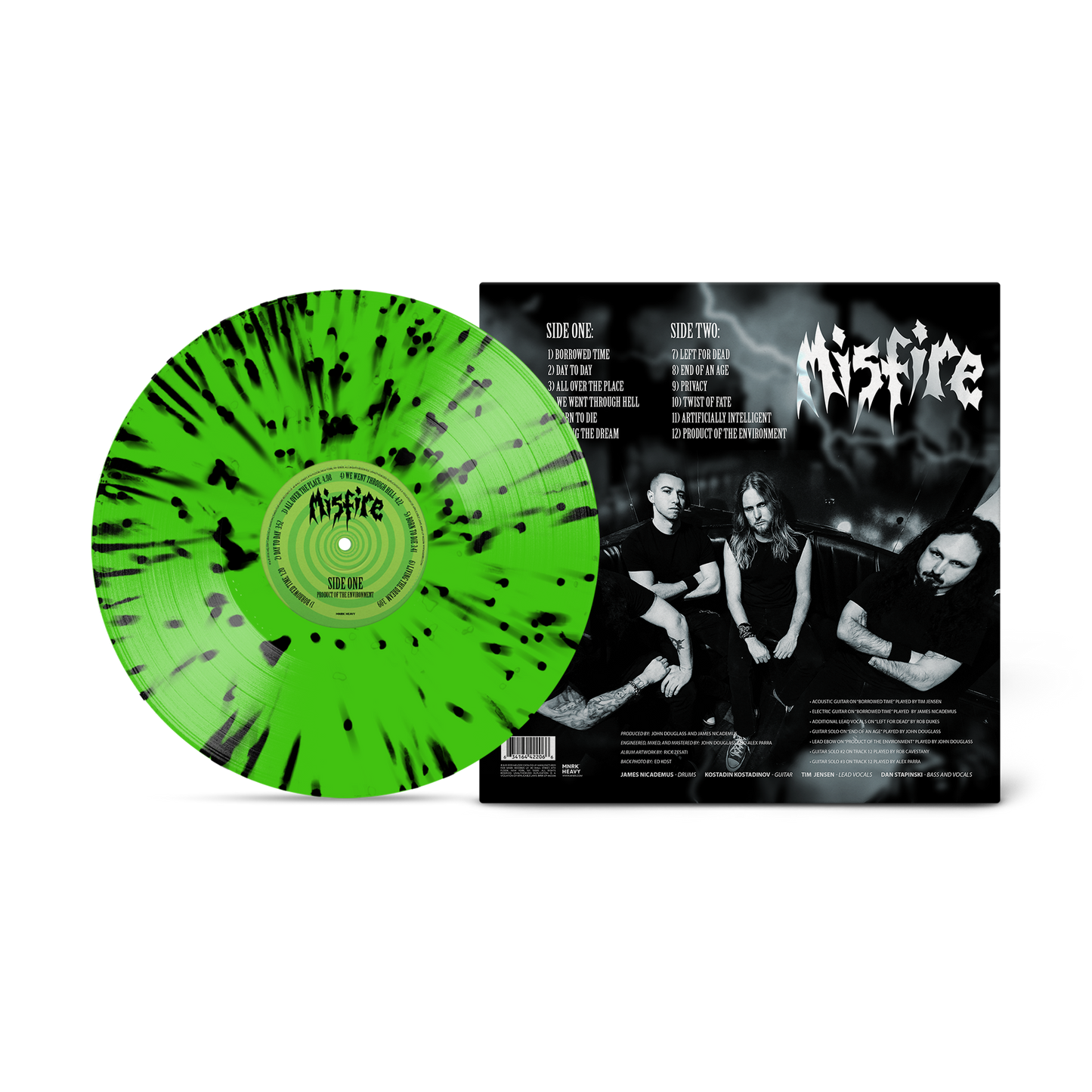 Misfire - Product Of The Environment Neon Green with Black Splatter Vinyl