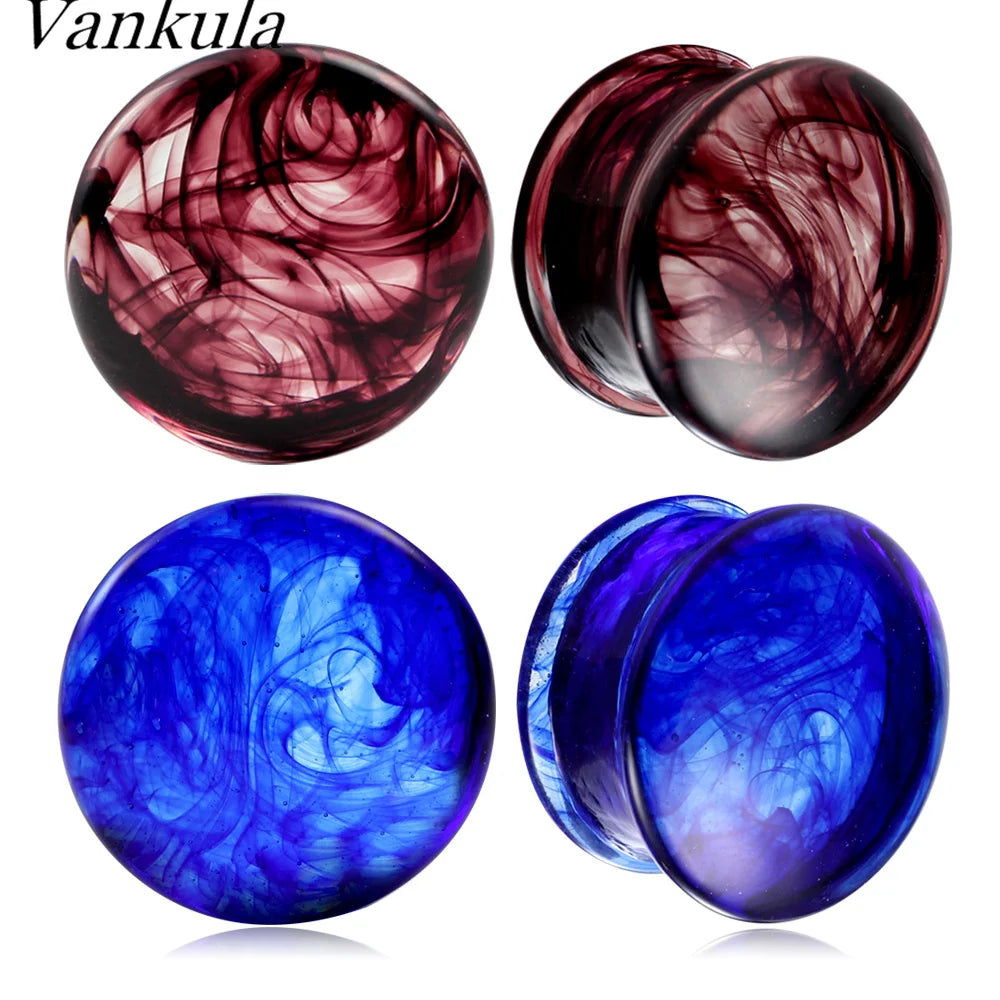 ONE PAIR SMOKEY GLASS PLUGS
