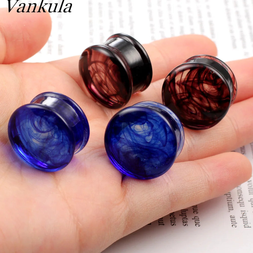 ONE PAIR SMOKEY GLASS PLUGS