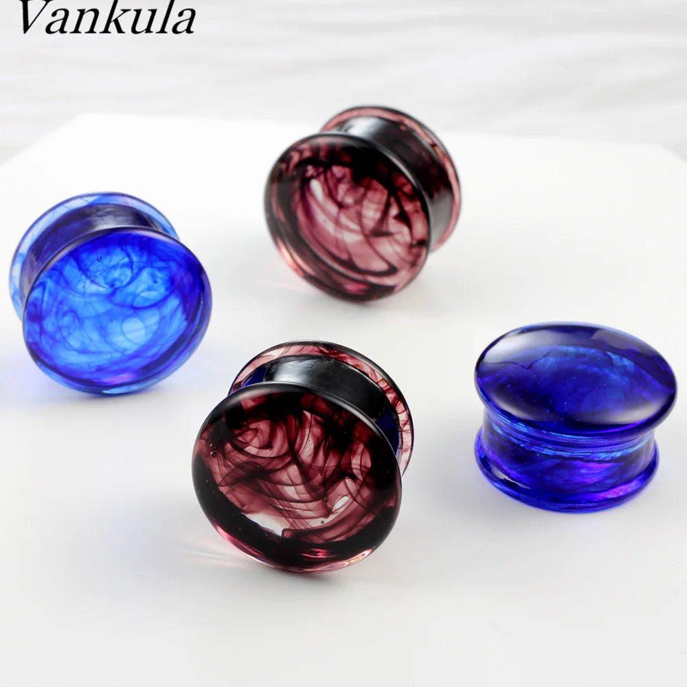 ONE PAIR SMOKEY GLASS PLUGS
