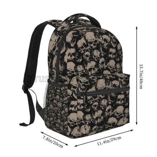 Scary Retro Skull Backpack for Women Men Travel Casual Daypack College Bookbag Laptop Bag Work Business Shoulder Bag