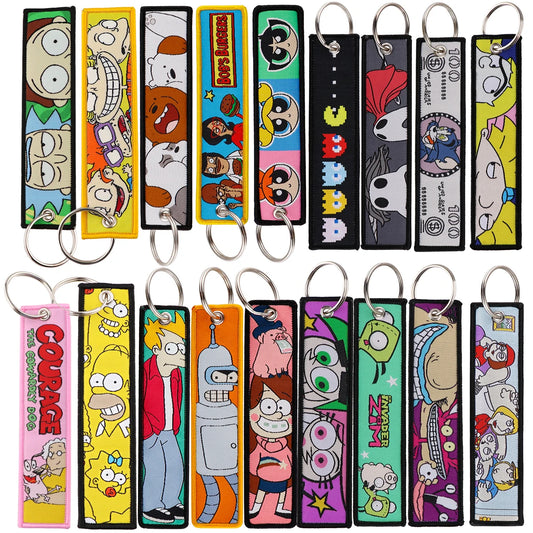 Classic Cartoon Keychain Anime Game Key Chain Accessories Keychains for Motorcycles and Cars Key Tag New Embroidery Key Fobs