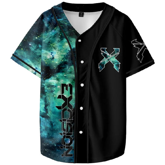 Excision Jersey Blue/Green Galaxy Custom Baseball Jersey Harajuku Thin button Baseball Uniform Baseball Jersey For EDM