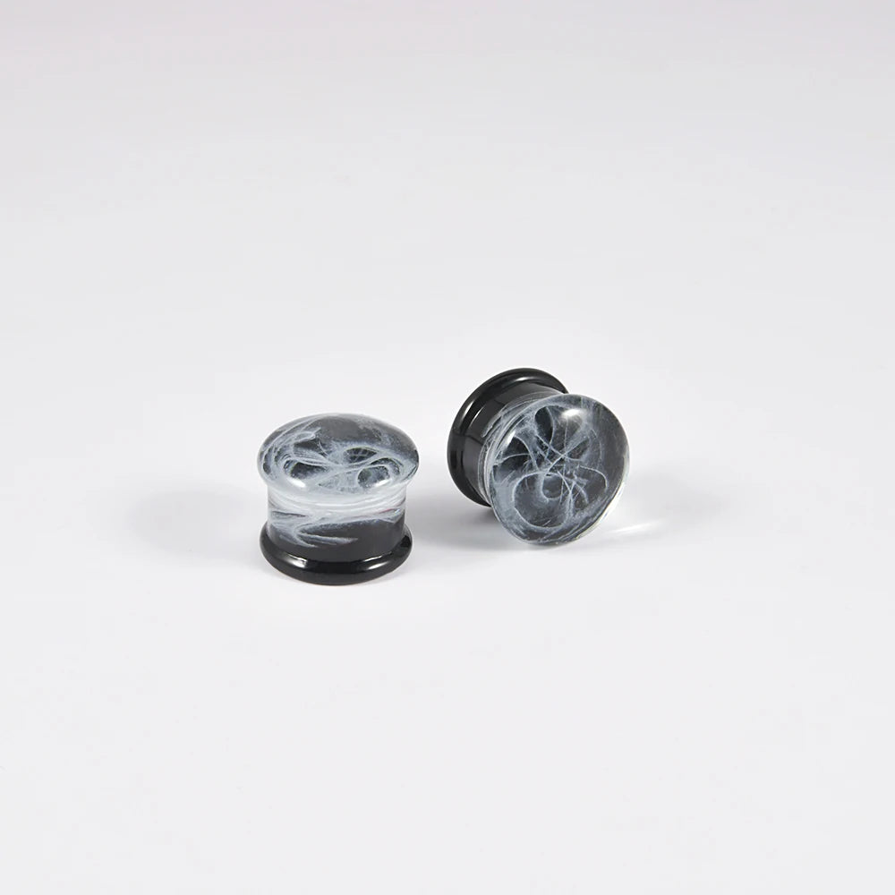 ONE PAIR SMOKY GLASS DOUBLE FLARE PLUGS