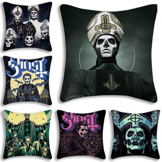 G-Ghosts Band Pillow Covers Cartoon Sofa Decorative Home Double-sided Printing Short Plush Cute Cushion Cover