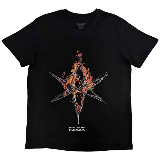 Bring Me The Horizon Flame Hex & Text Logo Black