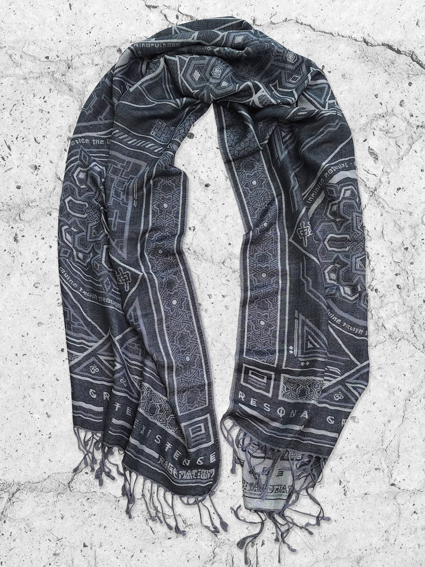 DHARMA V2 • Grey/White • Festival Shawl/Scarf