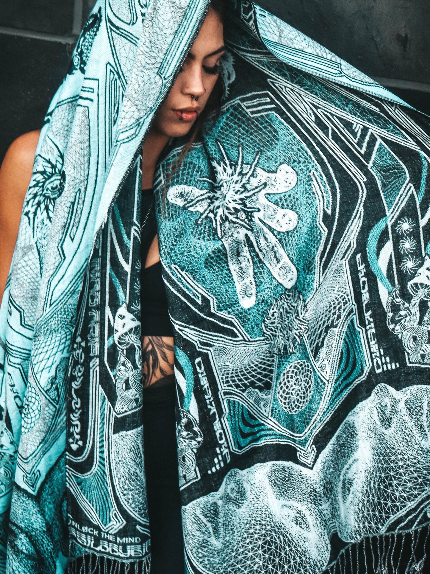 RESTOCKED ✦ GOLDEN TEACHERS V1 • AQUAMARINE • Festival Shawl/Scarf