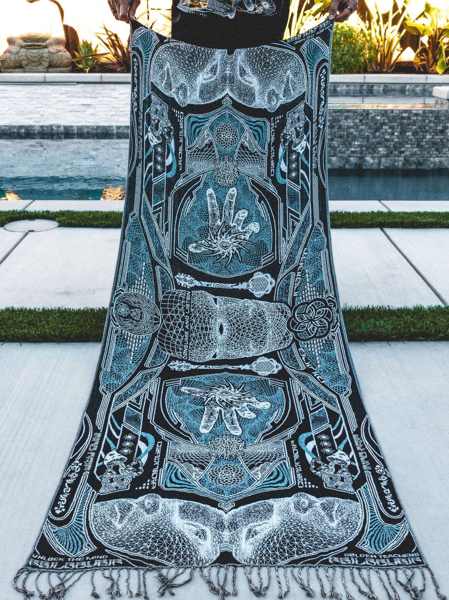 RESTOCKED ✦ GOLDEN TEACHERS V1 • AQUAMARINE • Festival Shawl/Scarf