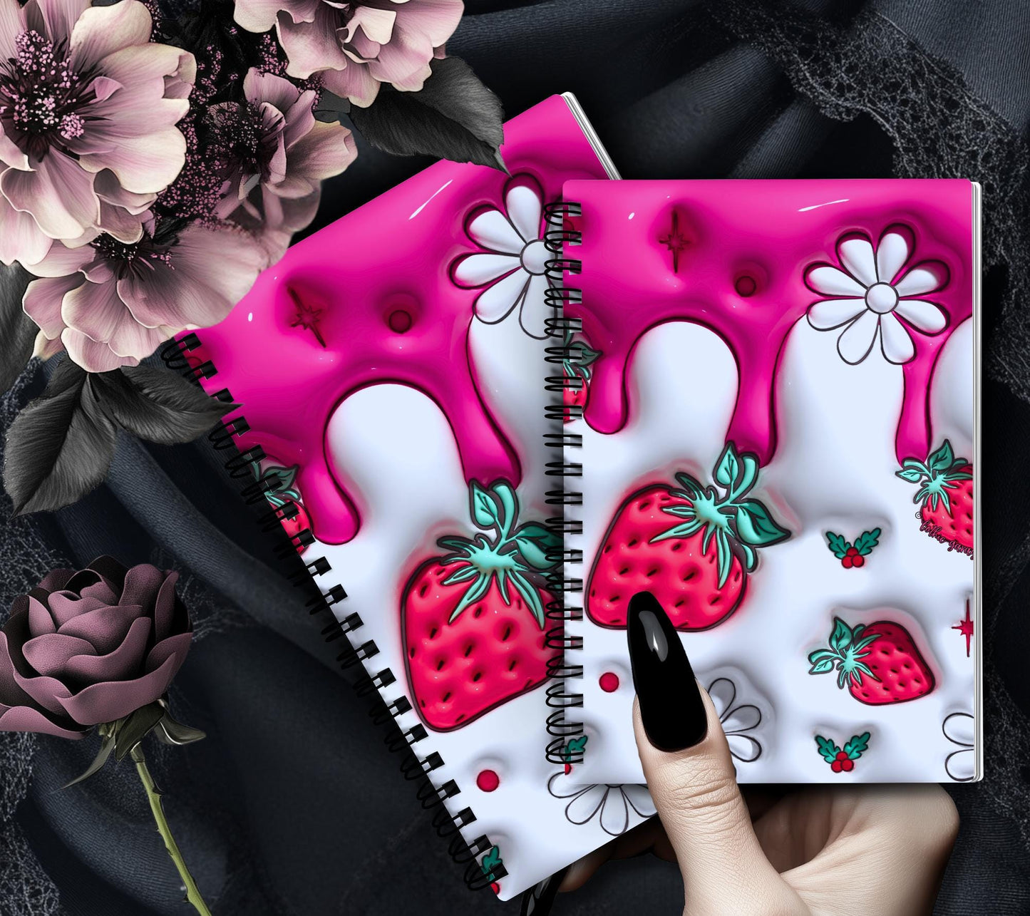 3D Stawberries Reusable Sticker Book, Sticker Album and Organizer, Kid Friendly and Waterproof