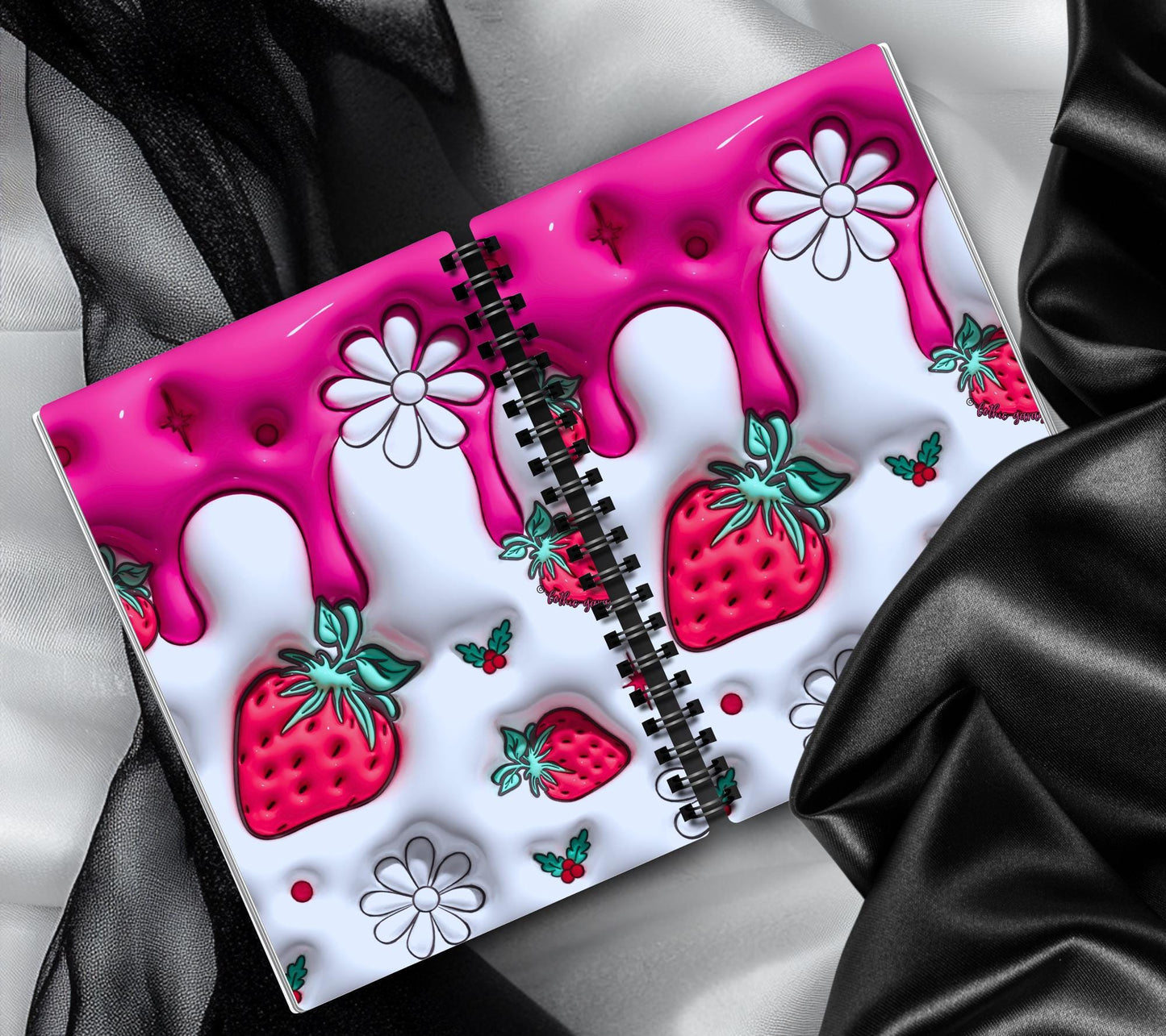 3D Stawberries Reusable Sticker Book, Sticker Album and Organizer, Kid Friendly and Waterproof