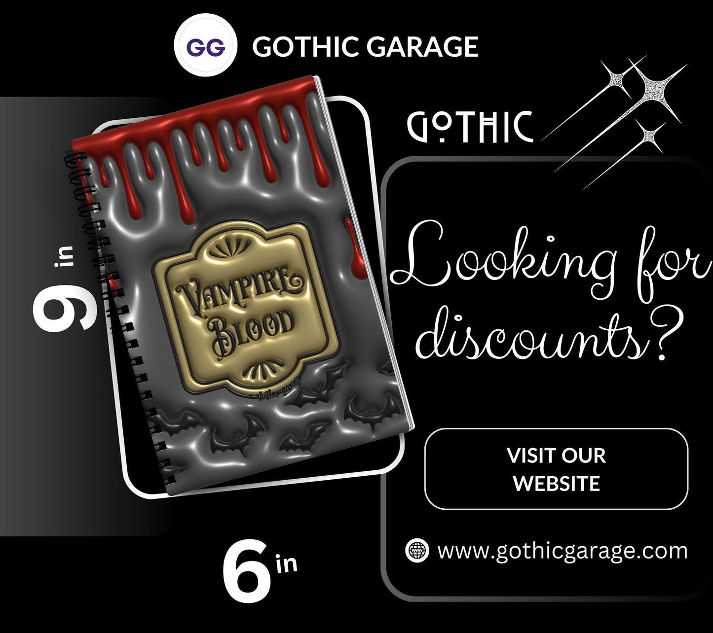 Gothic Vampire Blood Reusable Sticker Book, Gothic Vibe Sticker Album, Perfect Gift to Personalize for Goth Lovers & Sticker Collectors