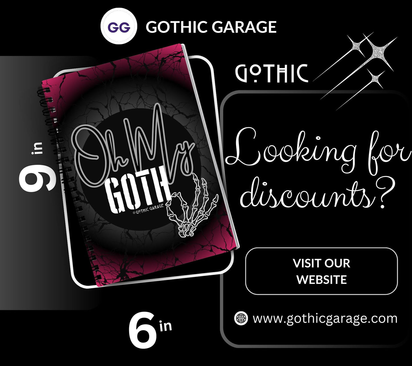 Oh My Goth Skeleton Hand Reusable Sticker Book, Perfect Gift to Personalize,  Sticker Organizer Album