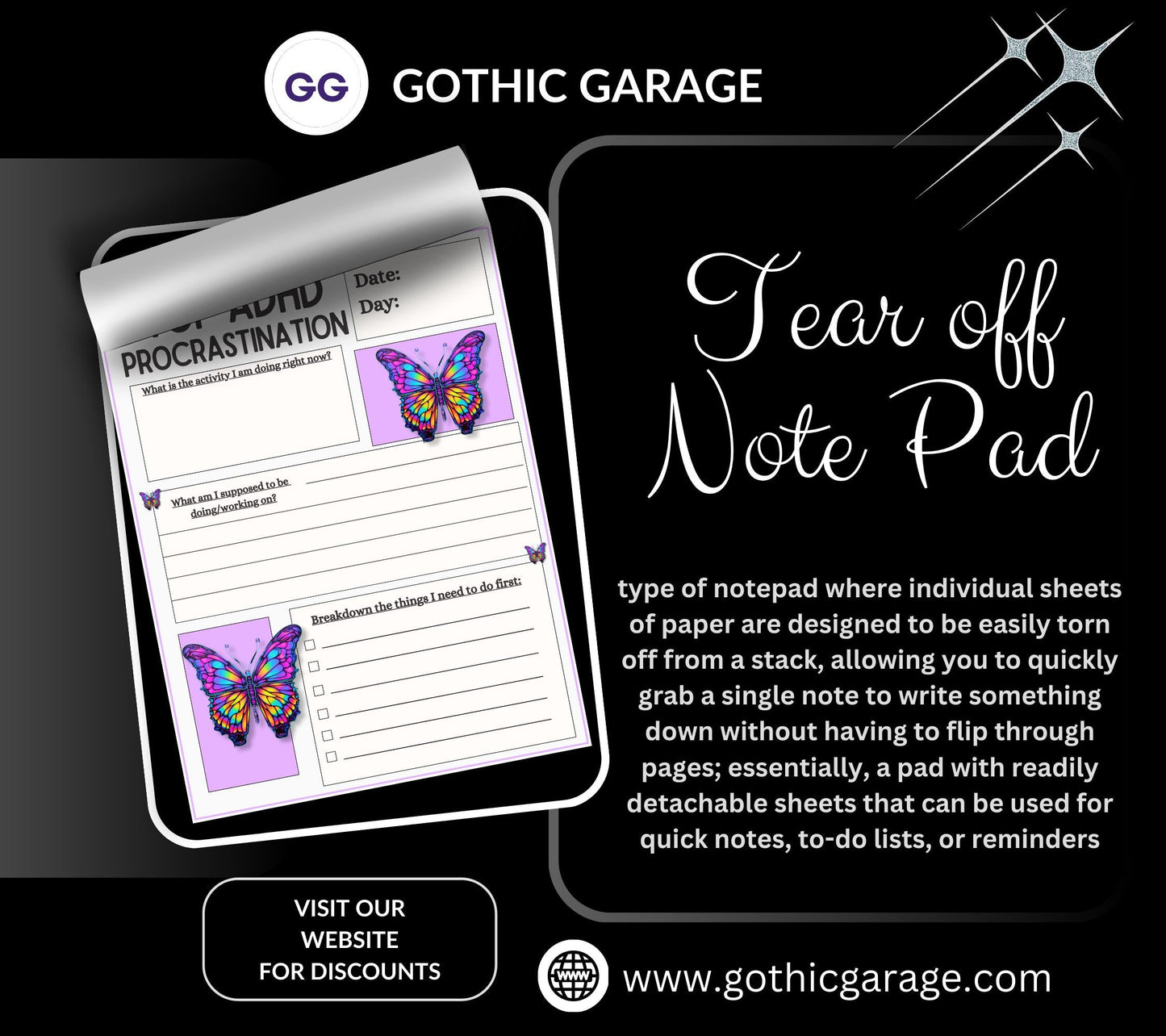 ADHD Procrastination Notepad: Daily Planner, 50 Tear-Off Pages