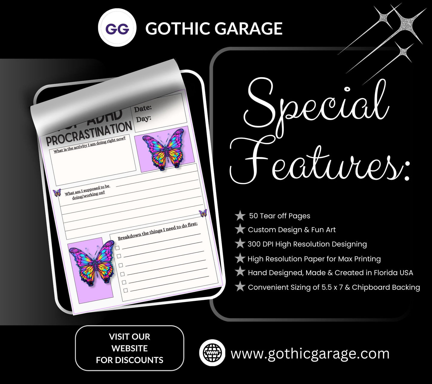 ADHD Procrastination Notepad: Daily Planner, 50 Tear-Off Pages