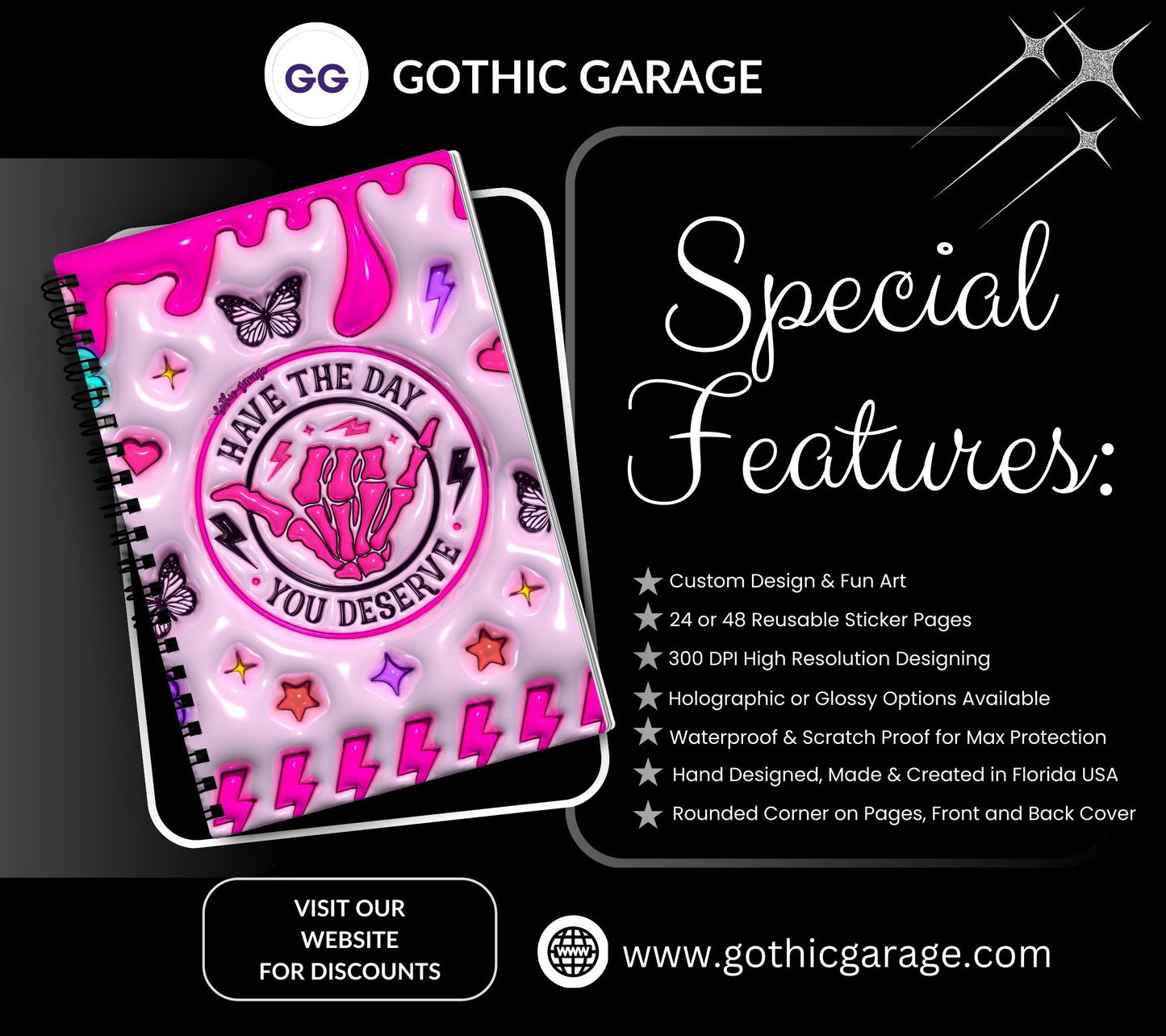 Have the Day You Deserve Reusable Sticker Book, Sarcastic Vibe Sticker Album, Perfect Gift to Personalize Sticker Collectors