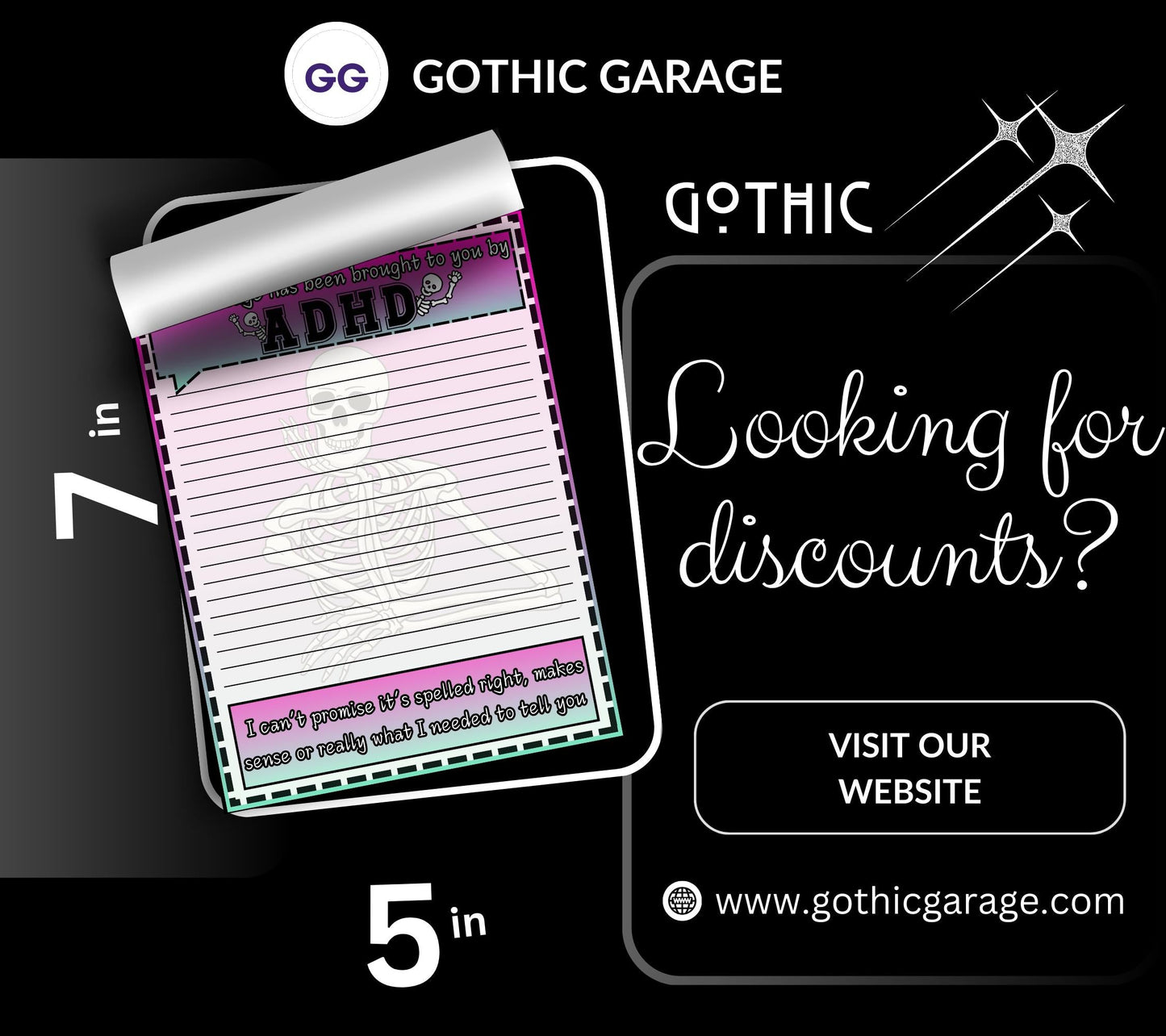 ADHD Funny Skeleton Notepad: Sarcastic Work Notes