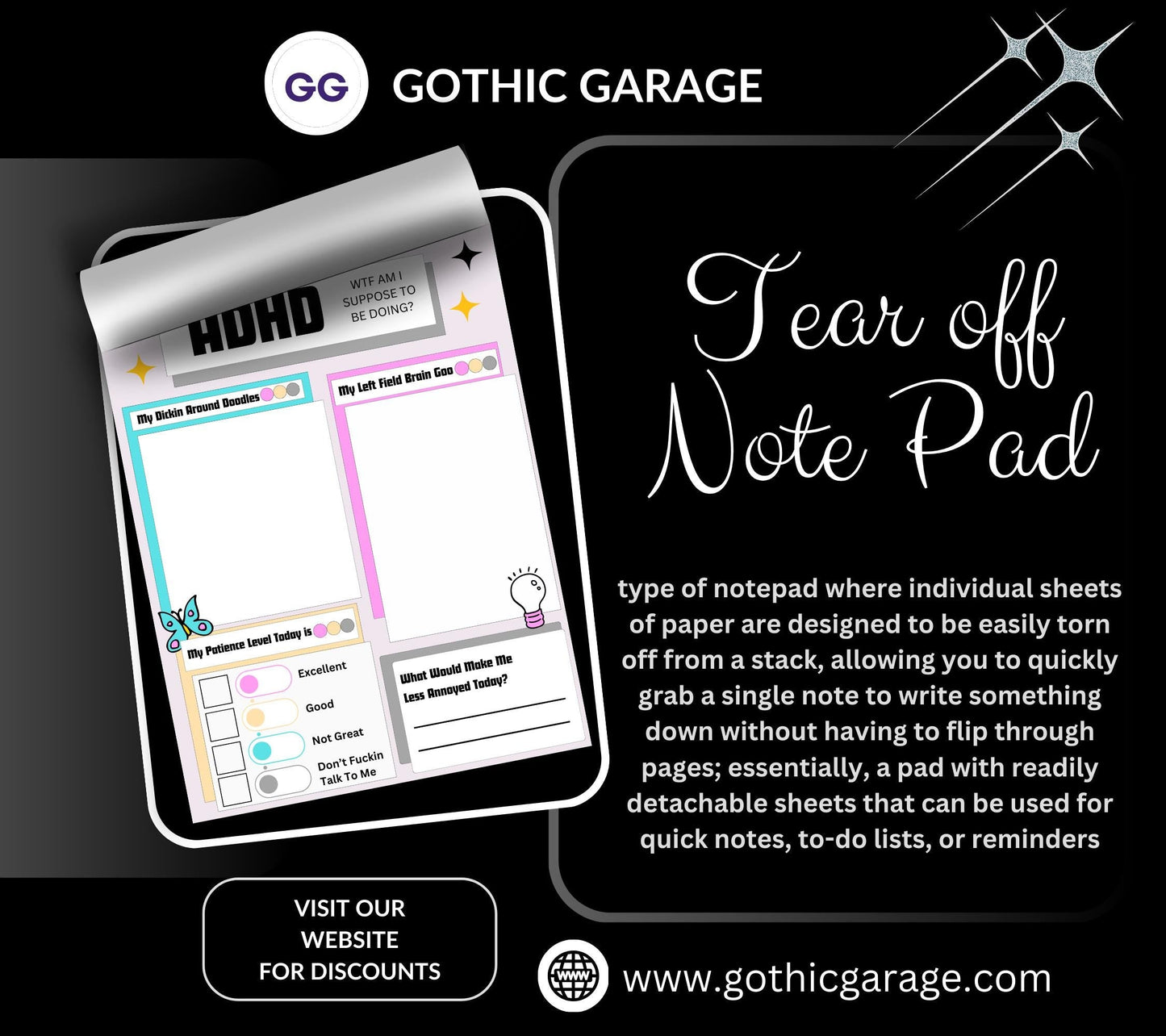 Adult ADHD Humor Notepad, Sarcastic & Sassy, Perfect Gift for Adults Coping with ADHD, Coworkers and Friends