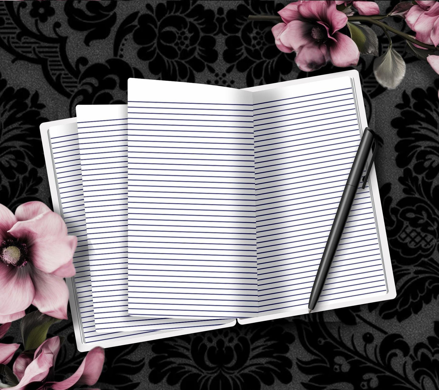 Gothic Skeleton & Botanical Notebook Hand Drawn Detail  – 160 Lined Pages for Daily Tasks, Notes, and Personal Writing