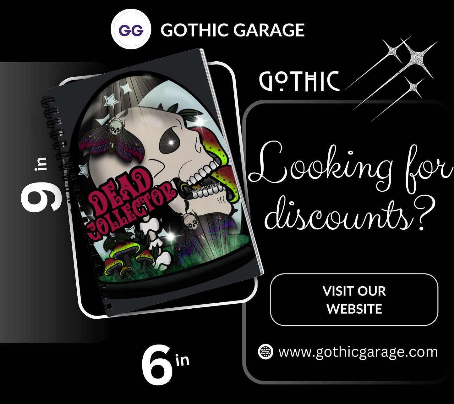 Dead Collector Reusable Sticker Book -  9x6 Album for Organizing your Oddities & Curiosities Stickers, Choose Glossy or Holographic