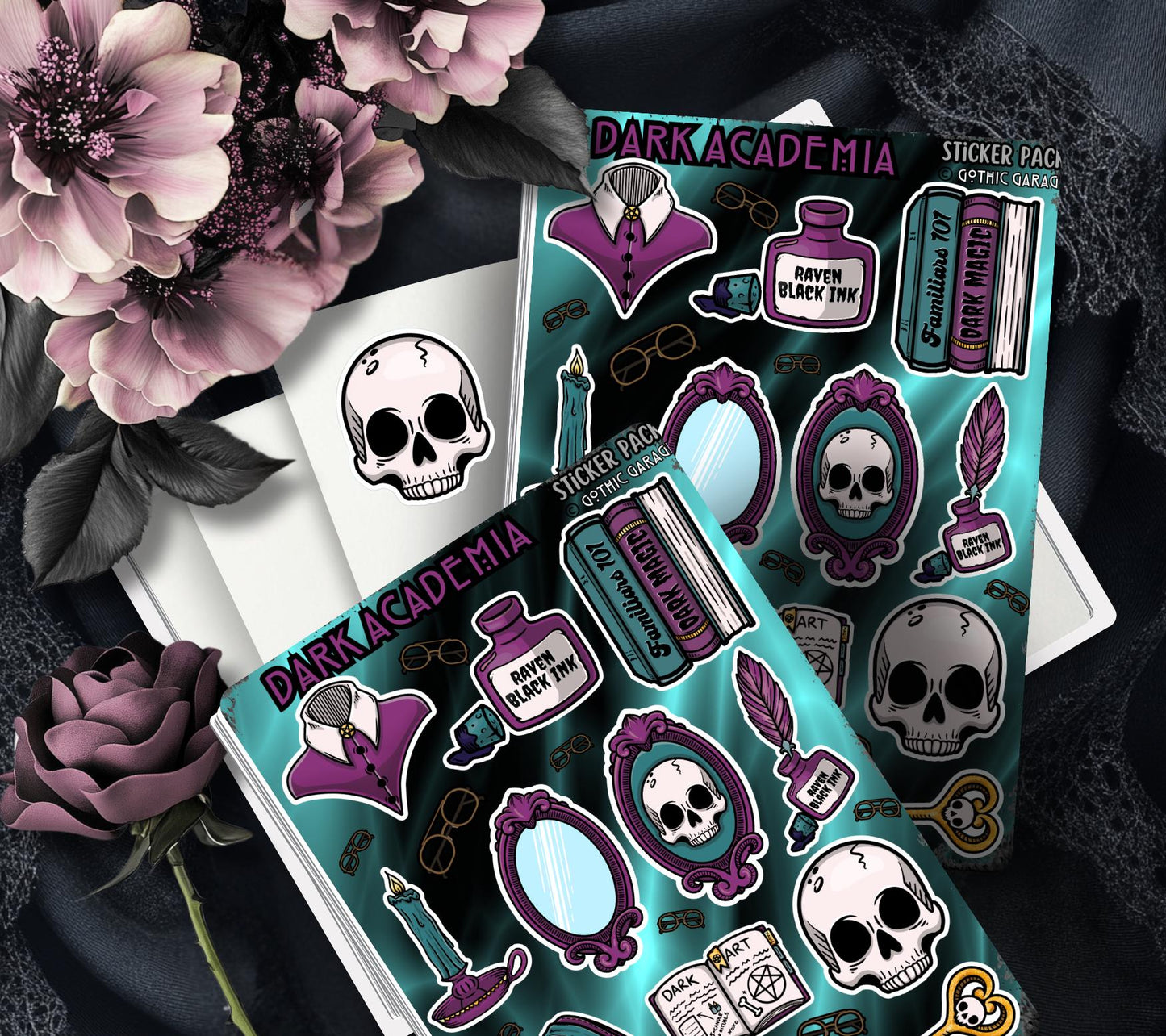 Gothic Dark Academia Sticker Sheet – A Study in Elegance and Mystery  - Perfect for Scrapbooking and Collecting